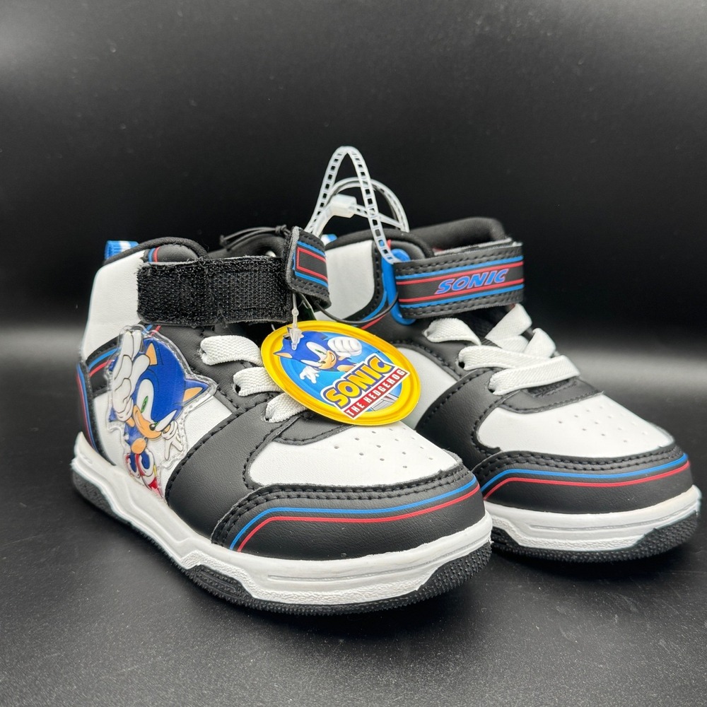 Toddler Boys Sonic The‎ Hedgehog Sneakers Size 7 High Top Hook Loop
